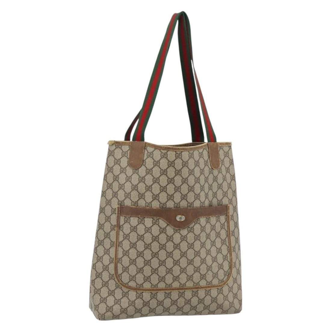 Gucci Sherry Line Beige Red PVC Leather Tote Bag 39 02 003: Gucci Sherry Line Beige Red PVC Leather Tote Bag 39 02 003 This GUCCI GG Supreme Web Sherry Line tote bag is crafted from PVC leather and GG canvas in beige and red. Made in Italy, it features a spaci