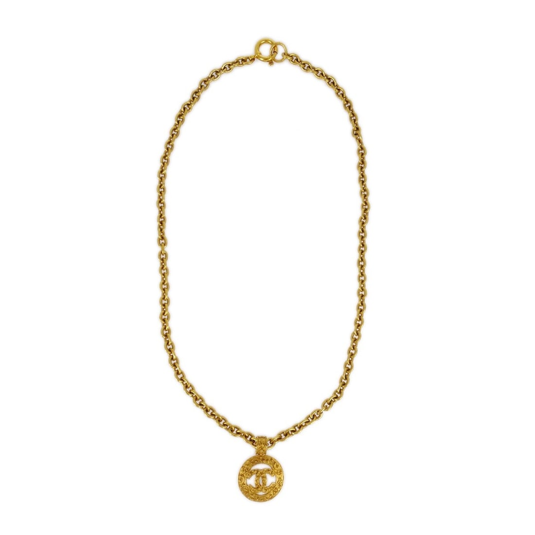 Chanel 94A Gold Plated Pendant Necklace with Medallion Charm (1 of 4)