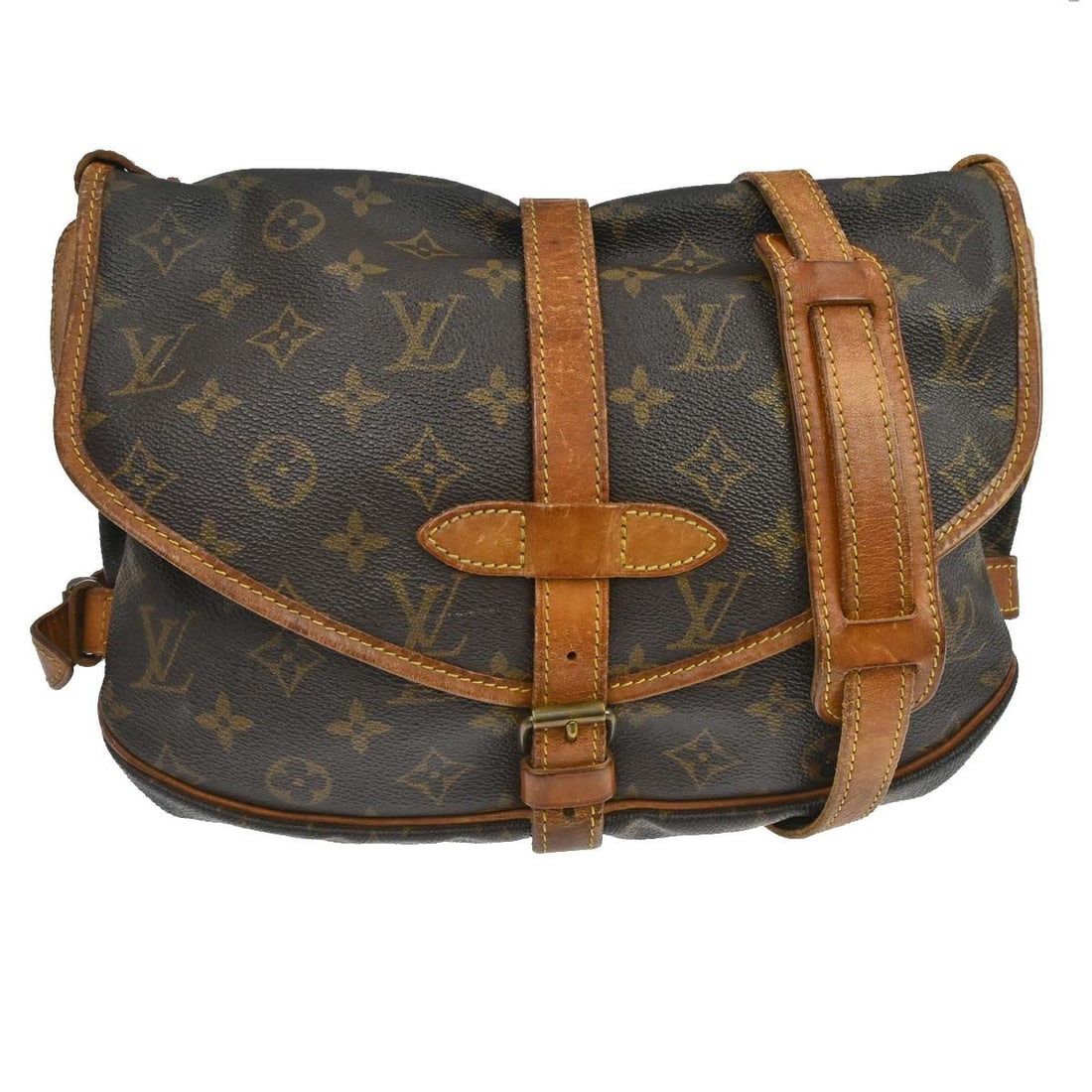 Louis Vuitton Saumur 30 Monogram Canvas Shoulder Bag: Louis Vuitton Saumur 30 Monogram Canvas Shoulder Bag This Louis Vuitton Saumur 30 is a vintage medium-sized shoulder bag crafted from signature monogram canvas leather. It features a classic brown ext