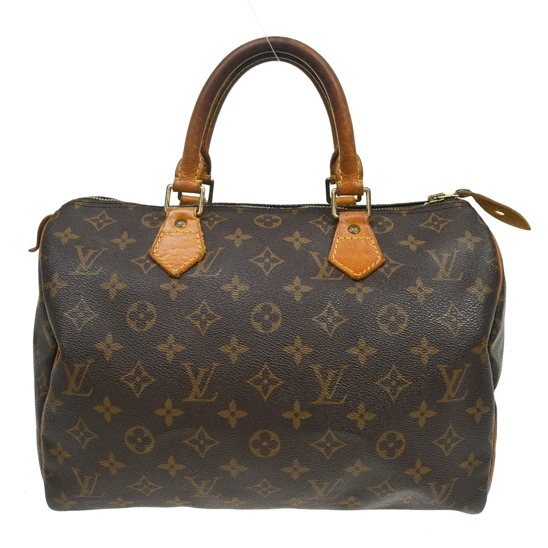 Louis Vuitton Speedy 30 Monogram Canvas Satchel Handbag: Louis Vuitton Speedy 30 Monogram Canvas Satchel Handbag This Louis Vuitton Speedy 30 is a vintage satchel crafted from the brand's signature monogram canvas with beige leather double handles. The bag 