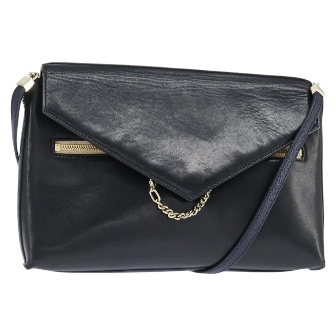 Chloe Navy Leather Shoulder Bag with Gold Accents BA7371: Chloe Navy Leather Shoulder Bag with Gold Accents BA7371 The Chloe Shoulder Bag is a stylish accessory crafted from premium leather, featuring a sophisticated navy and gold color scheme. This shoulder