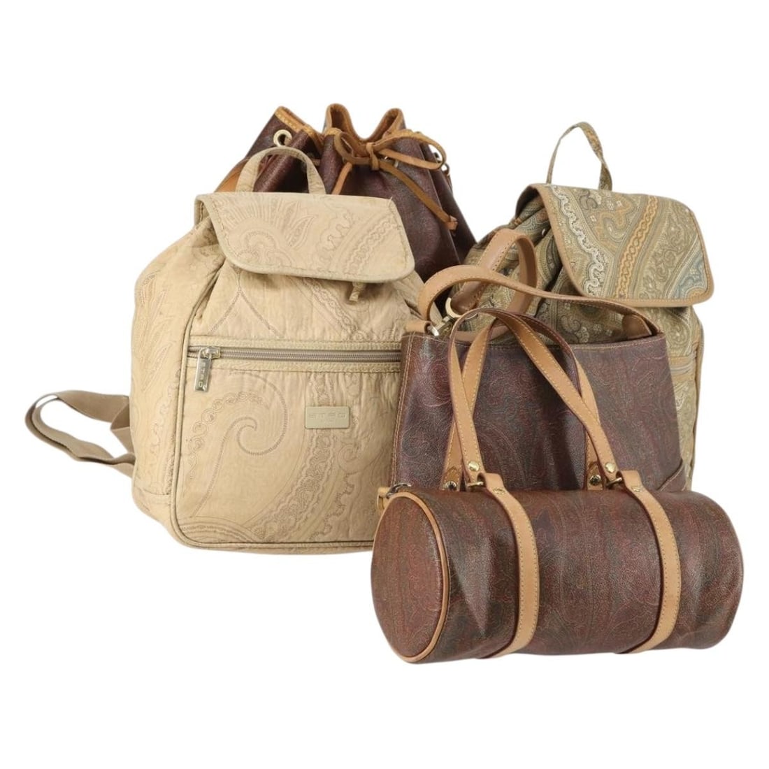 ETRO beige brown nylon shoulder bag paisley pattern (1 of 18)