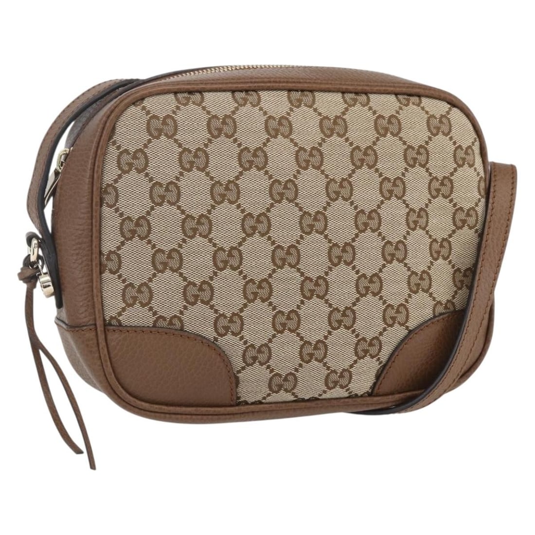 Gucci Bree Disco Beige Canvas Crossbody Bag with Leather Trim: Gucci Bree Disco Beige Canvas Crossbody Bag with Leather Trim The Gucci Bree Disco Crossbody Bag is crafted from GG canvas with leather accents in beige. Designed for women, this bag features a compac