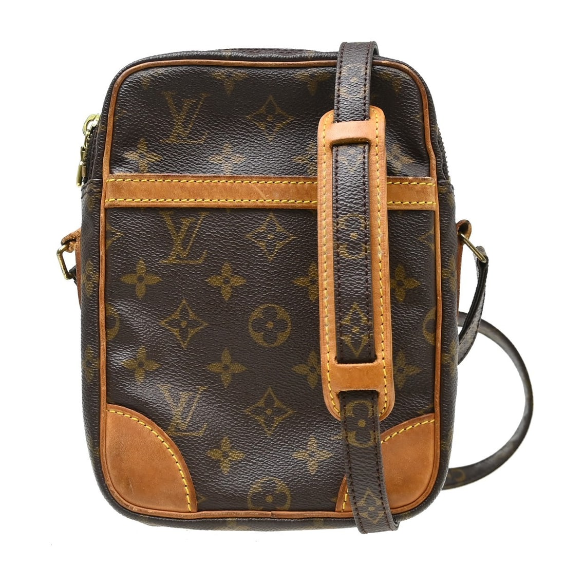 Louis Vuitton Danube Monogram Canvas Crossbody Bag: Louis Vuitton Danube Monogram Canvas Crossbody Bag This Louis Vuitton Danube crossbody shoulder bag features the iconic monogram canvas with leather trim and gold-tone hardware. Designed in a medium s