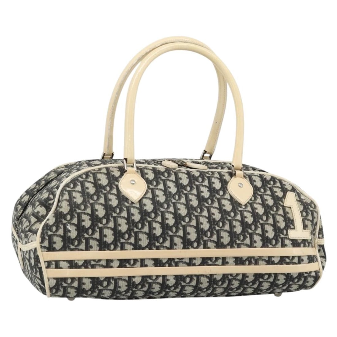 Christian Dior Trotter Canvas PVC Boston Bag Black Silver Italy: Christian Dior Trotter Canvas PVC Boston Bag Black Silver Italy This Christian Dior Boston Bag features the iconic Trotter canvas design in black and silver, complemented by PVC leather accents. Made 