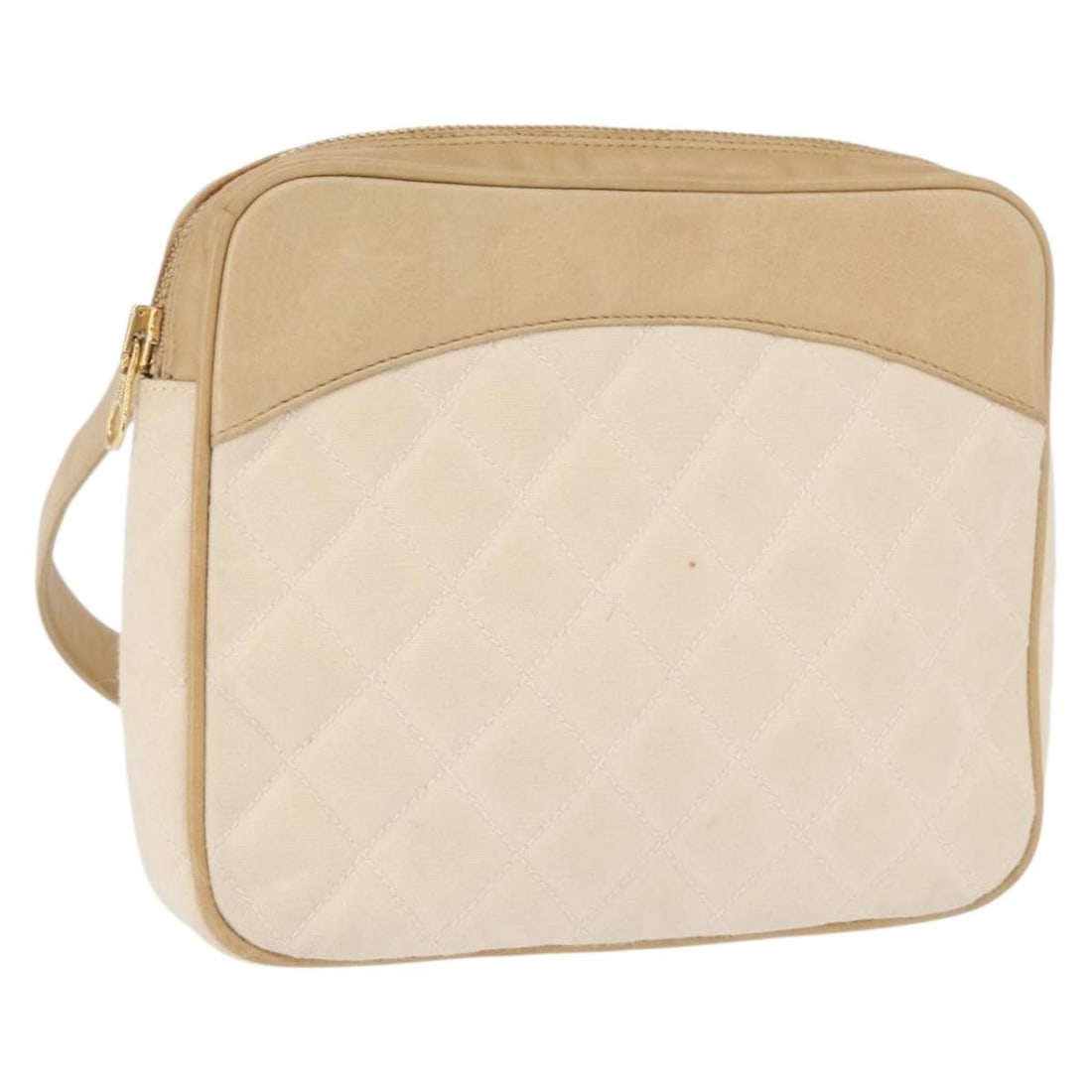 Chanel Beige Canvas Matelasse Waist Bag with Gold Tone CC Logo: Chanel Beige Canvas Matelasse Waist Bag with Gold Tone CC Logo This CHANEL Matelasse waist bag features a beige and gold canvas exterior and is designed for women. The bag is made in Italy and comes w