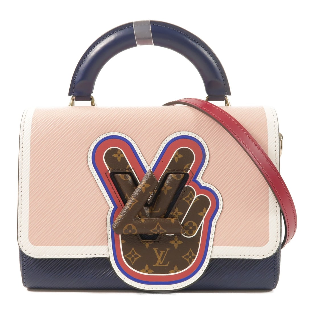 Louis Vuitton Twist MM Epi Pink Blue Leather Shoulder Bag M52514 SHW: Louis Vuitton Twist MM Epi Pink Blue Leather Shoulder Bag M52514 SHW This Louis Vuitton Twist MM shoulder bag features a stylish two-way design crafted from pink Epi leather with blue accents. Designe