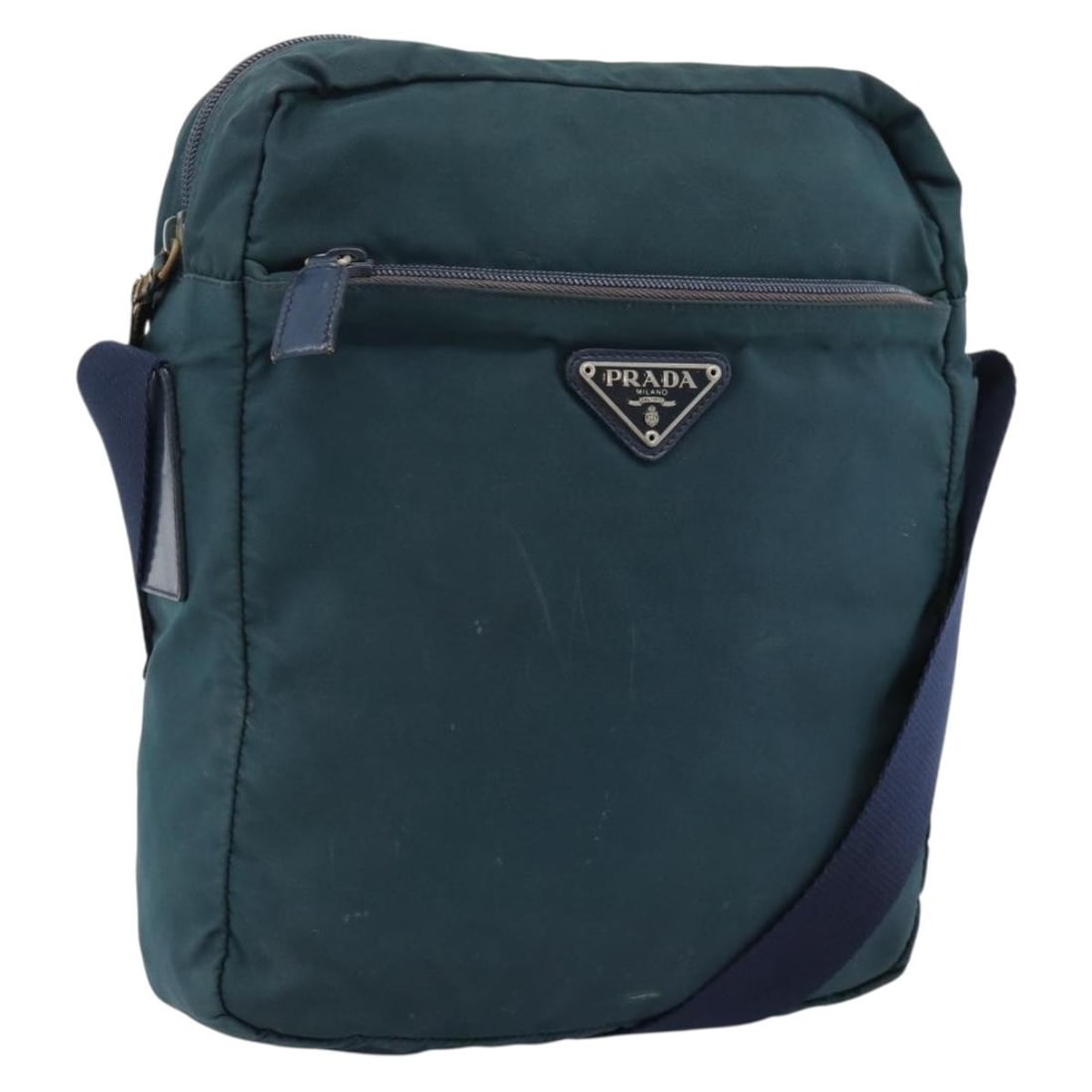 Prada blue silver nylon shoulder bag Italy: Prada blue silver nylon shoulder bag Italy This PRADA shoulder bag is crafted from blue and silver nylon and designed for women. Made in Italy, it features a practical shoulder strap with an adjustabl