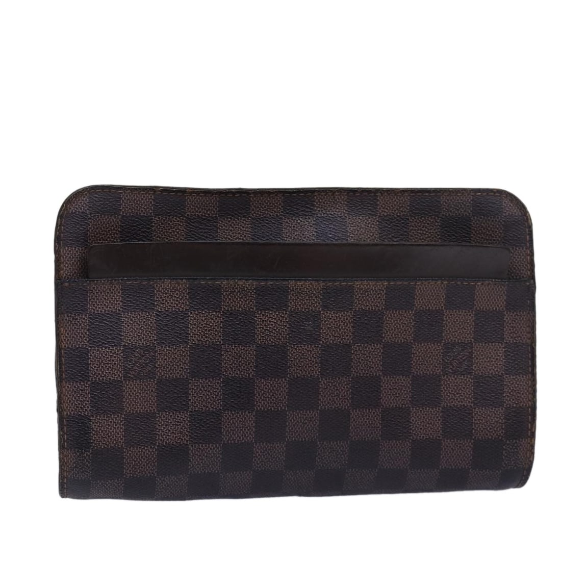 Louis Vuitton Damier Ebene N51993 Clutch Bag France: Louis Vuitton Damier Ebene N51993 Clutch Bag France This is a Louis Vuitton Damier Ebene Saint Louis clutch bag, crafted from Damier Ebene canvas. The bag features a compact silhouette with approximat