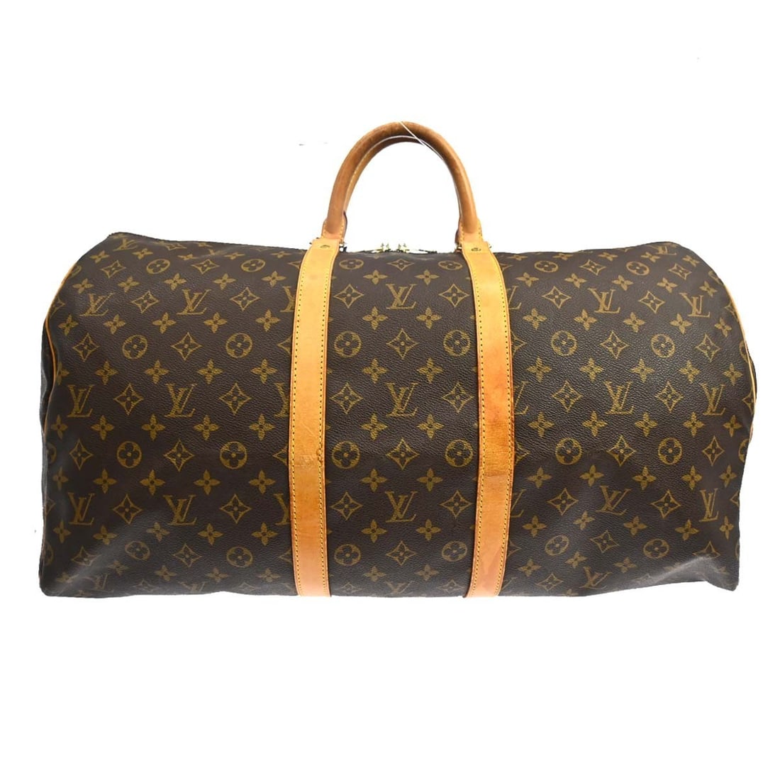 Louis Vuitton Keepall 55 Monogram Duffle Travel Bag: Louis Vuitton Keepall 55 Monogram Duffle Travel Bag This is a vintage Louis Vuitton Keepall 55 travel duffle bag crafted from the brand's signature monogram canvas leather. Designed with double beige 
