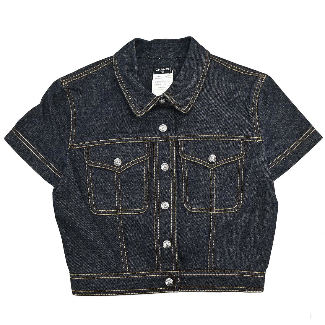 Chanel Indigo Denim Women Jacket Size 38 Single Breasted (1 of 15)