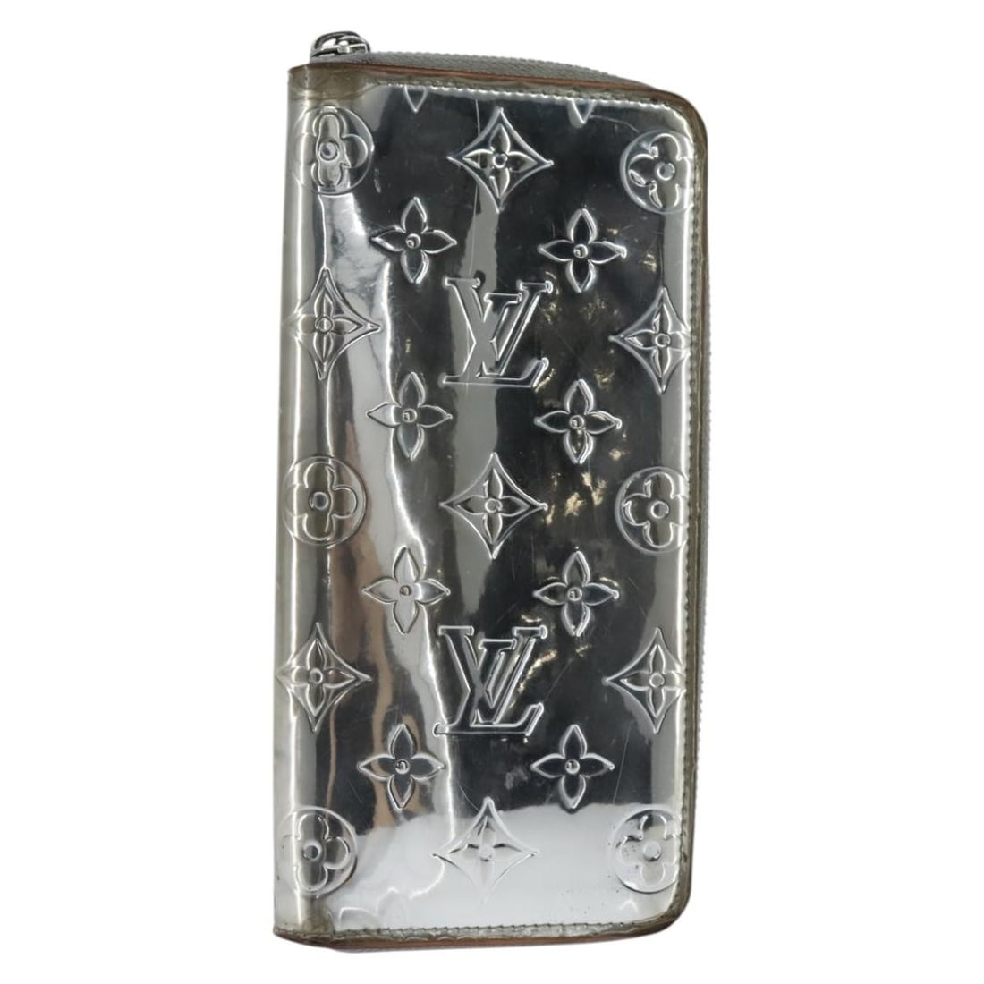 LOUIS VUITTON Silver Monogram Eclipse Zippy Wallet M80808 Auth: LOUIS VUITTON Silver Monogram Eclipse Zippy Wallet M80808 Auth This Louis Vuitton Mirror Zippy Vertical Wallet showcases a stylish and practical design, crafted from Monogram Eclipse Canvas in an eleg