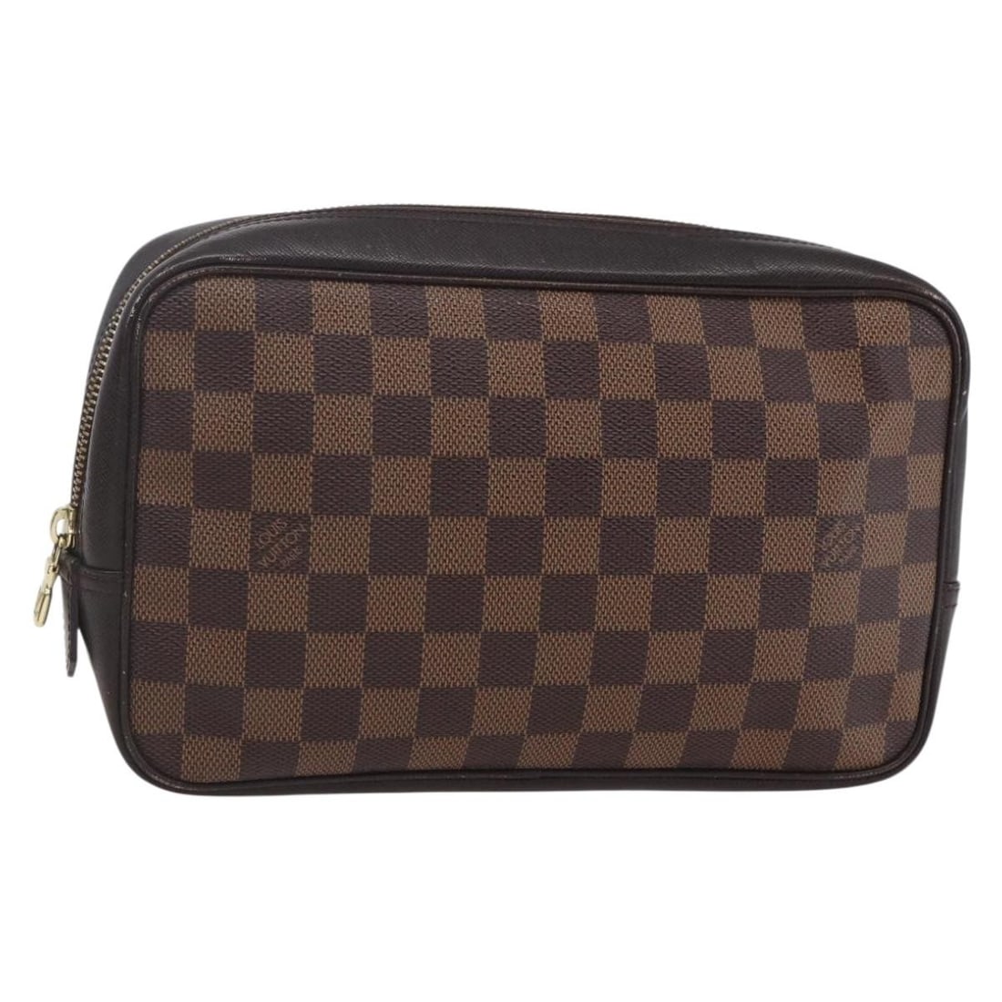 Louis Vuitton Damier Ebene Toiletry 25 Clutch N47624: Louis Vuitton Damier Ebene Toiletry 25 Clutch N47624 This Louis Vuitton Damier Ebene Trousse Toilette 25 Clutch Bag is crafted from Damier Ebene canvas and features a classic clutch design. The bag ha