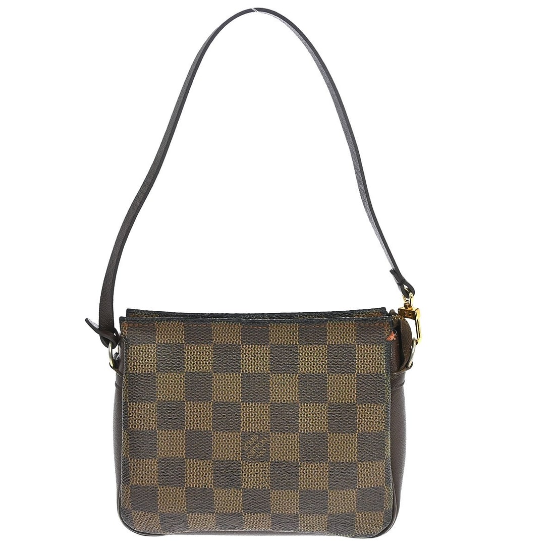 Louis Vuitton Trousse Makeup Damier Canvas Handbag: Louis Vuitton Trousse Makeup Damier Canvas Handbag This Louis Vuitton Damier Trousse Makeup Handbag features the iconic check pattern in brown Damier canvas with leather accents. Designed in a mini si