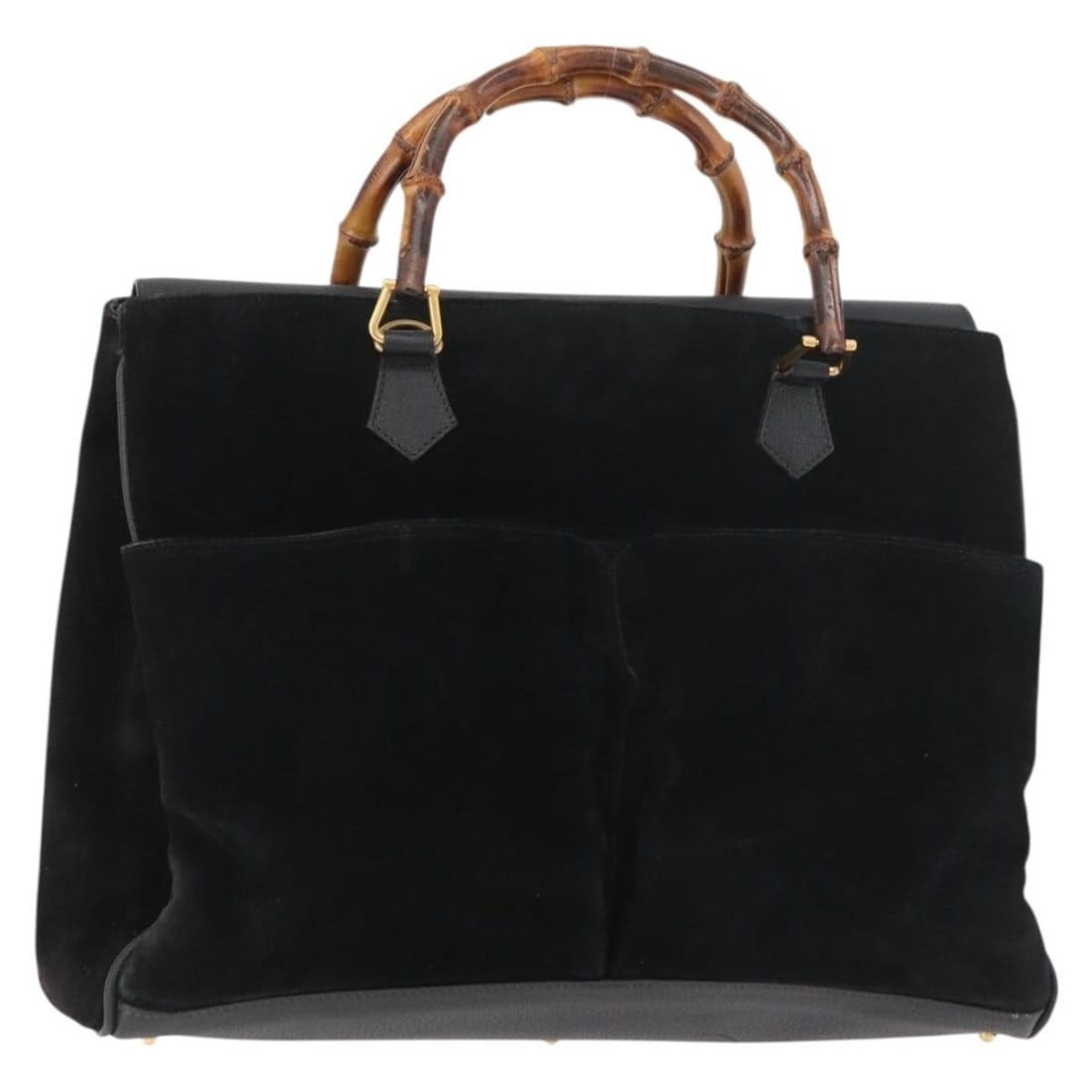 Gucci black suede tote bag bamboo handles Italy: Gucci black suede tote bag bamboo handles Italy This GUCCI Bamboo Tote Bag is crafted from black suede with gold-tone accents. Designed for women, it features a spacious interior and classic bamboo ha