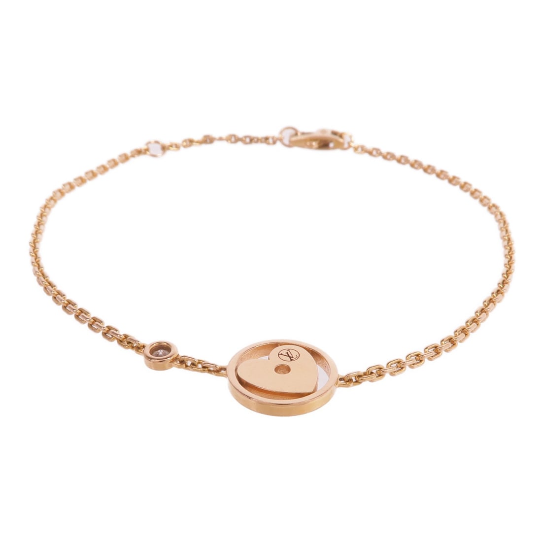Louis Vuitton Idylle Coeur Diamond Bracelet 18K Rose Gold: Louis Vuitton Idylle Coeur Diamond Bracelet 18K Rose Gold This Louis Vuitton Idylle Coeur bracelet features the iconic LV Monogram motif crafted in 18K pink (rose) gold. The design is elegantly accent