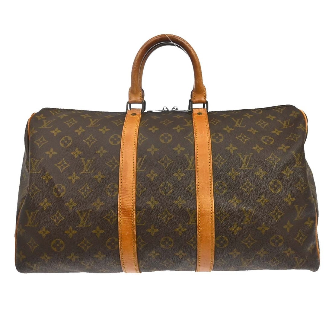 Louis Vuitton Keepall Monogram Canvas Travel Bag 45cm x 27cm x 20cm: Louis Vuitton Keepall Monogram Canvas Travel Bag 45cm x 27cm x 20cm This Louis Vuitton Keepall Bag features the iconic Monogram canvas in brown. Designed for unisex use, the bag shows visible signs of