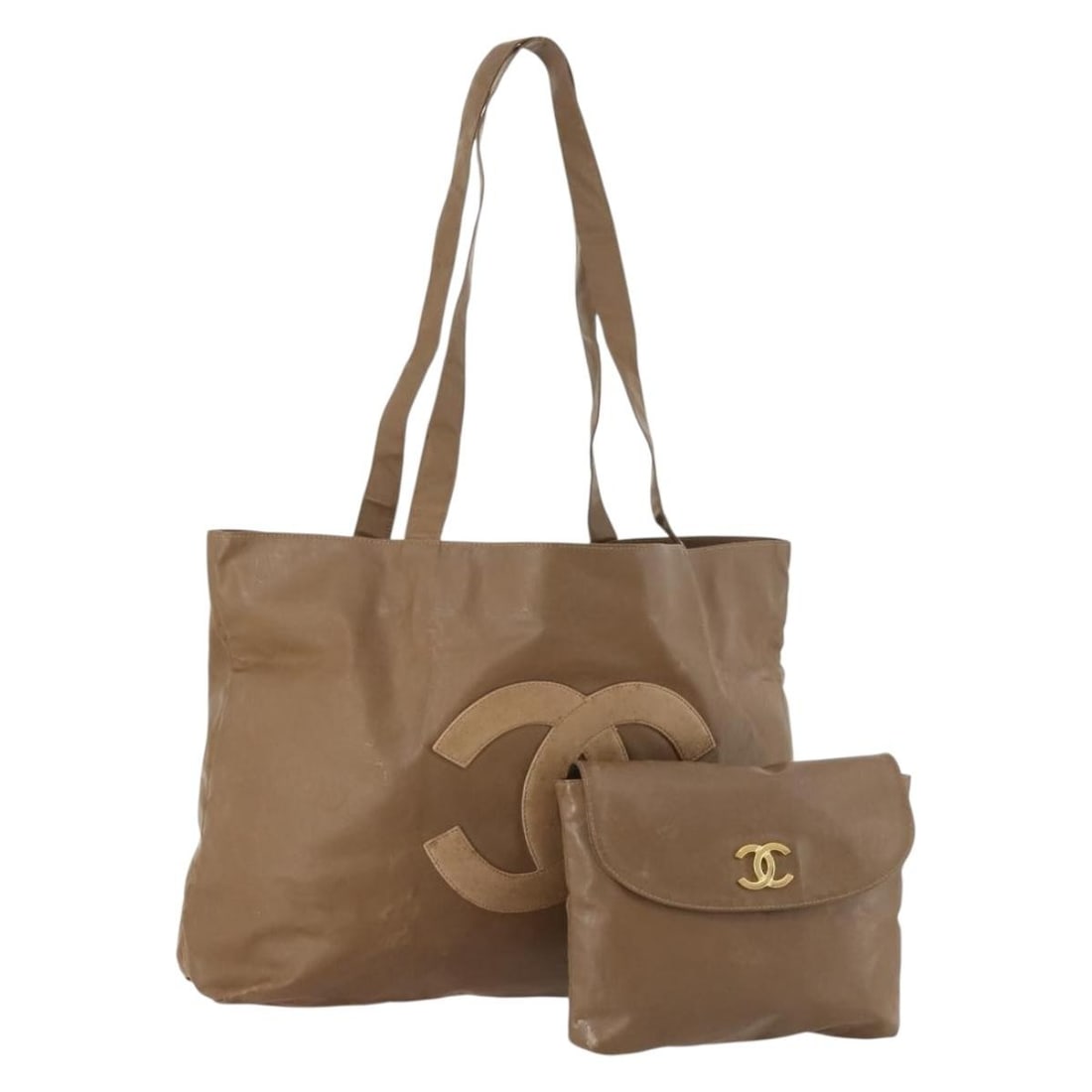 Chanel Brown Vinyl Coco Mark Tote Bag with CC Logo: Chanel Brown Vinyl Coco Mark Tote Bag with CC Logo This is a CHANEL Coco Mark tote bag crafted from brown vinyl. Designed for women, the tote features a spacious interior and classic CC logo details. 