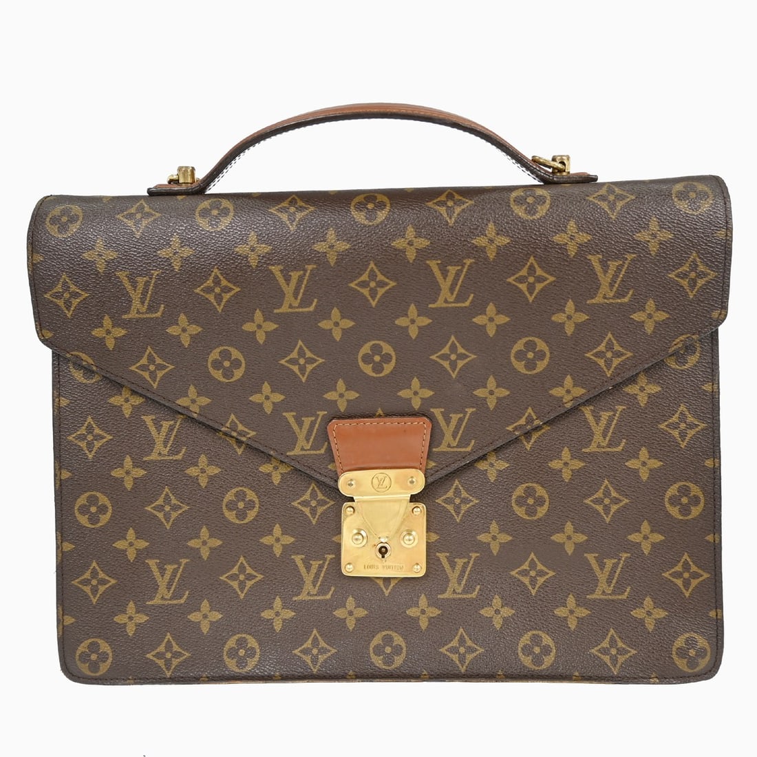 Louis Vuitton Monogram Canvas Serviette Conseiller Briefcase M53331: Louis Vuitton Monogram Canvas Serviette Conseiller Briefcase M53331 This is a vintage Louis Vuitton Serviette Conseiller briefcase in the large size, crafted from brown monogram canvas leather with be