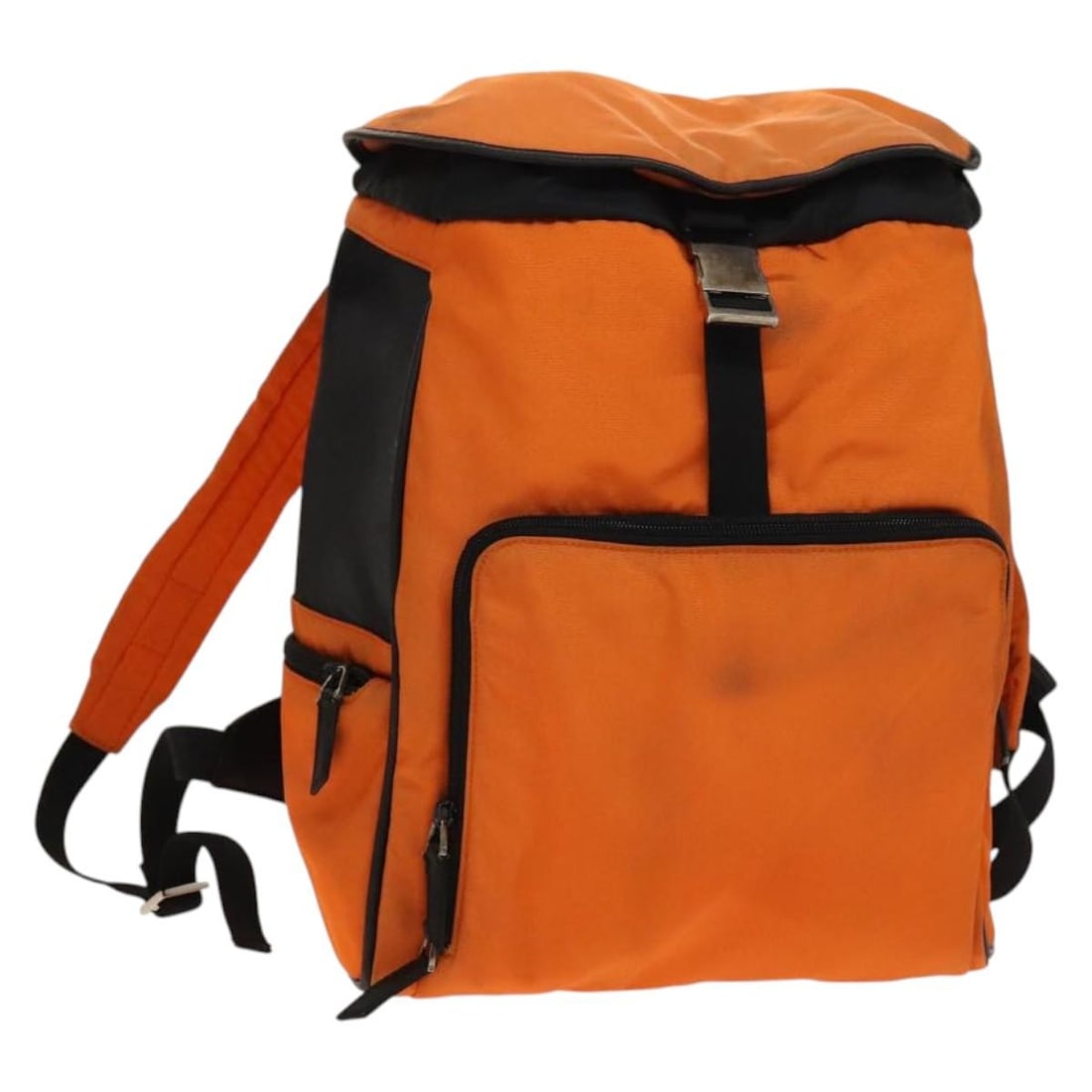 GUCCI Orange Black Silver Nylon Backpack Authentic Italy: GUCCI Orange Black Silver Nylon Backpack Authentic Italy This GUCCI backpack showcases a vibrant combination of orange, black, and silver, crafted from durable nylon. Measuring approximately 11.0 inch
