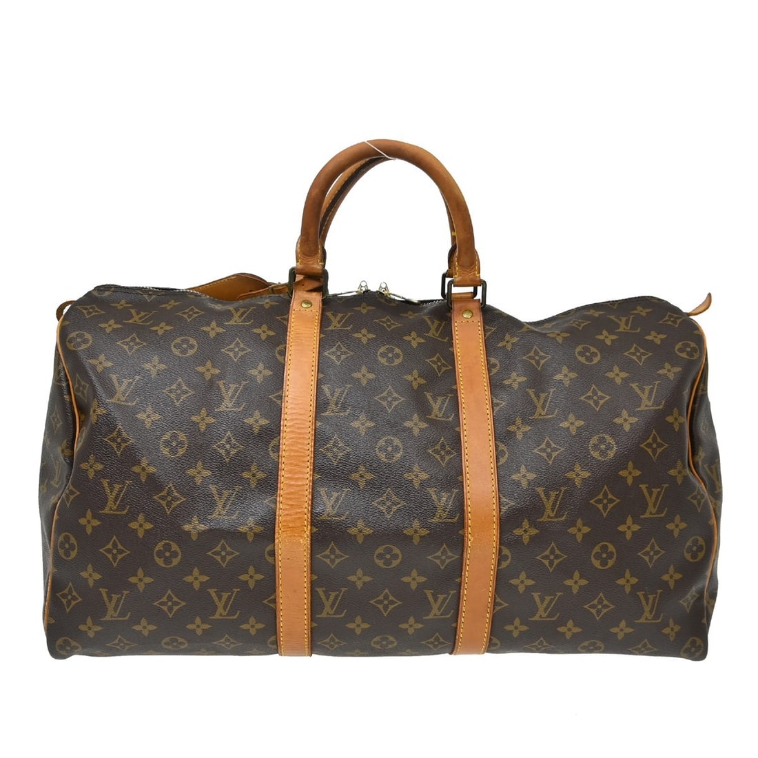 Louis Vuitton Keepall Monogram Canvas Travel Bag 50cm: Louis Vuitton Keepall Monogram Canvas Travel Bag 50cm This Louis Vuitton Keepall Bag features the iconic monogram canvas in brown and is designed for unisex use. Made in France, the bag is crafted fro