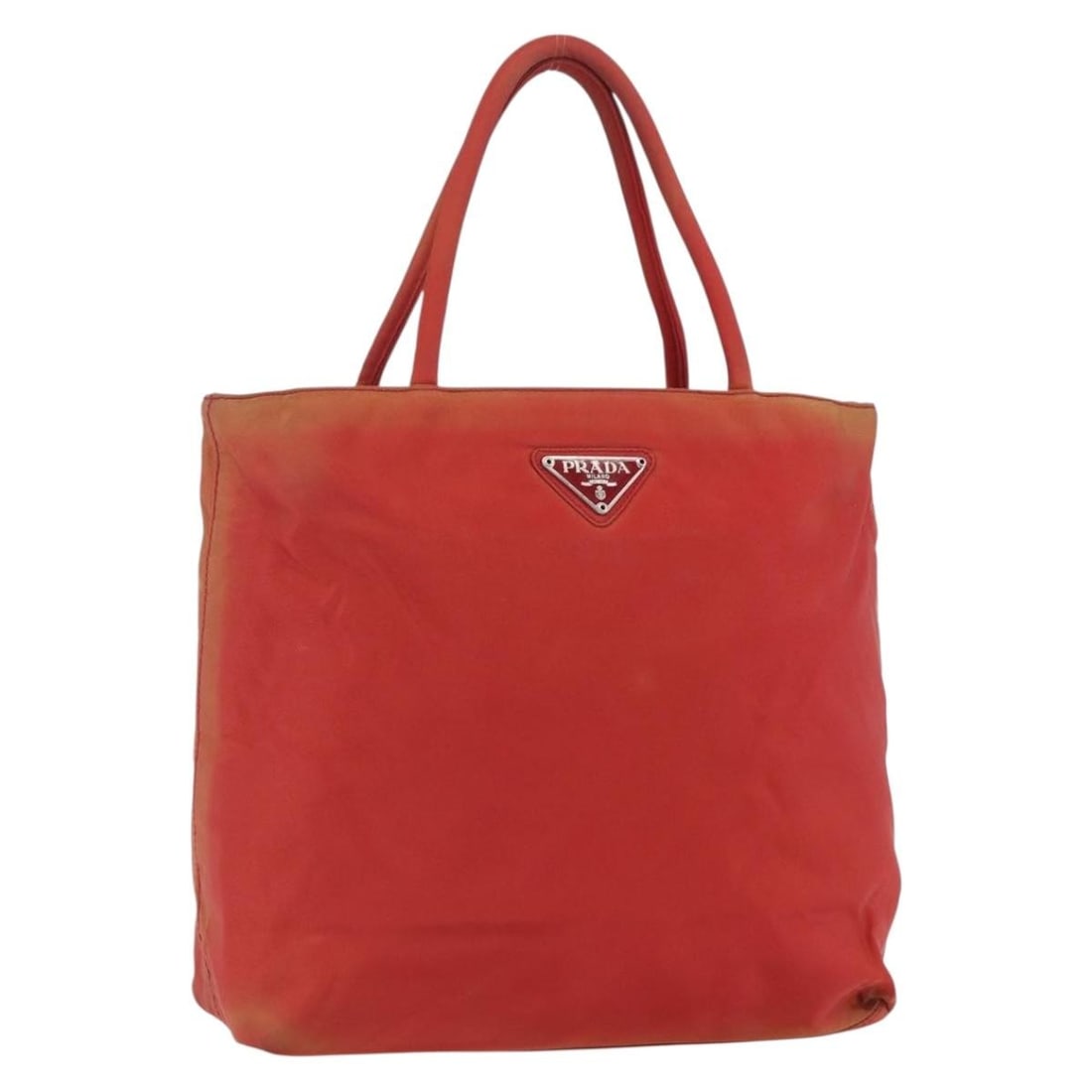 Prada Red Nylon Women Handbag with Guarantee Card: Prada Red Nylon Women Handbag with Guarantee Card This PRADA hand bag is crafted from red nylon and designed for women. Made in Italy, it features a top handle with a drop of approximately 12 cm (4.7 