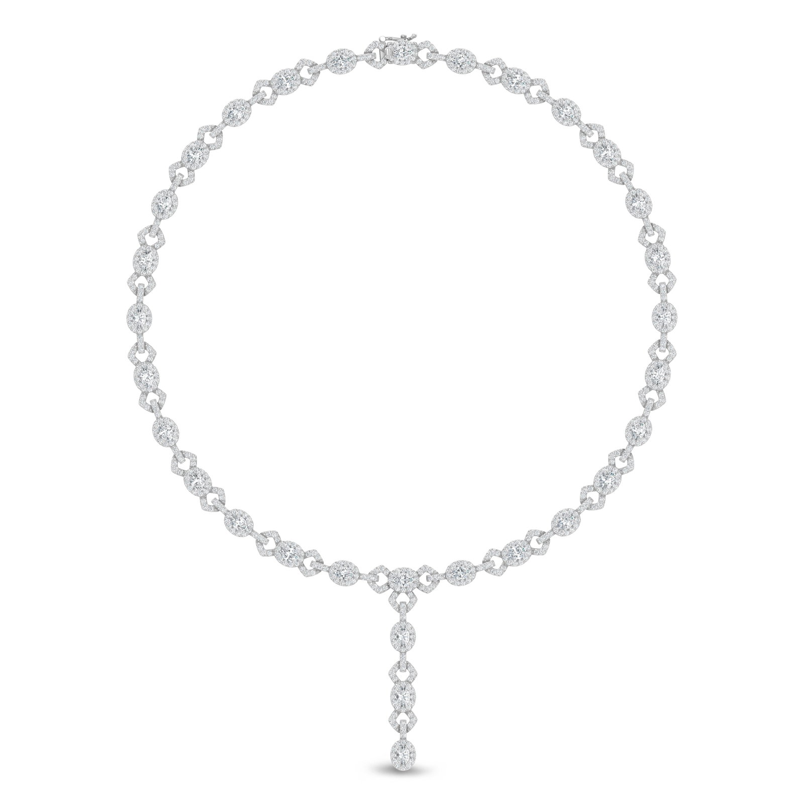14K White Gold Lab Grown Diamond 15 1/2 Ct.Tw. Fashion Necklace: 14K White Gold Lab Grown Diamond 15 1/2 Ct.Tw. Fashion Necklace An extraordinary statement of refinement, this 15 1/2 CT TW fashion necklace is crafted in luminous 14K white gold and adorned with radi