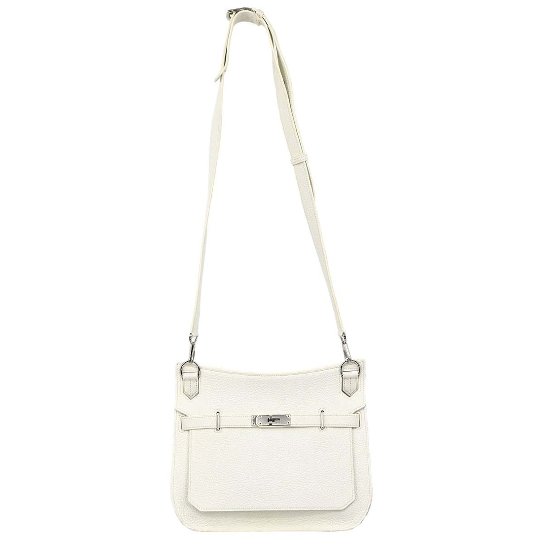 Hermes Jypsiere 28 White Clemence Leather Crossbody Bag: Hermes Jypsiere 28 White Clemence Leather Crossbody Bag This Hermes Jypsiere 28 shoulder bag is crafted from white Taurillon Clemence leather, featuring a medium size and a classic flap turn lock clos