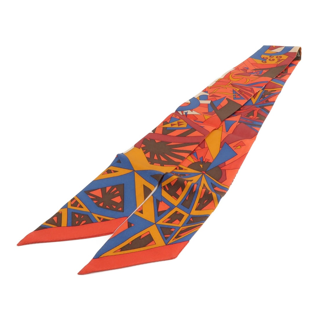 Hermes Twilly Silk Scarf Blue Red Orange: Hermes Twilly Silk Scarf Blue Red Orange This Hermes Twilly scarf is crafted from luxurious silk and features a vibrant color palette of red, blue, and orange. Designed for women, it showcases a class