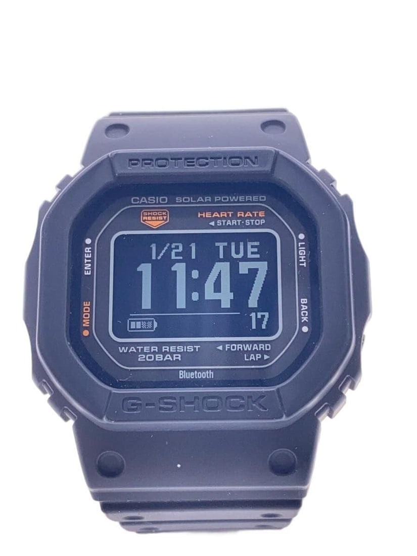 CASIO DW-H5600-1JR G-SQUAD Solar Black Wristwatch: CASIO DW-H5600-1JR G-SQUAD Solar Black Wristwatch This CASIO G-SHOCK G-SQUAD Biomass Plastic Solar men's wristwatch is designed for durability and style. Featuring a black rubber band and a robust cas