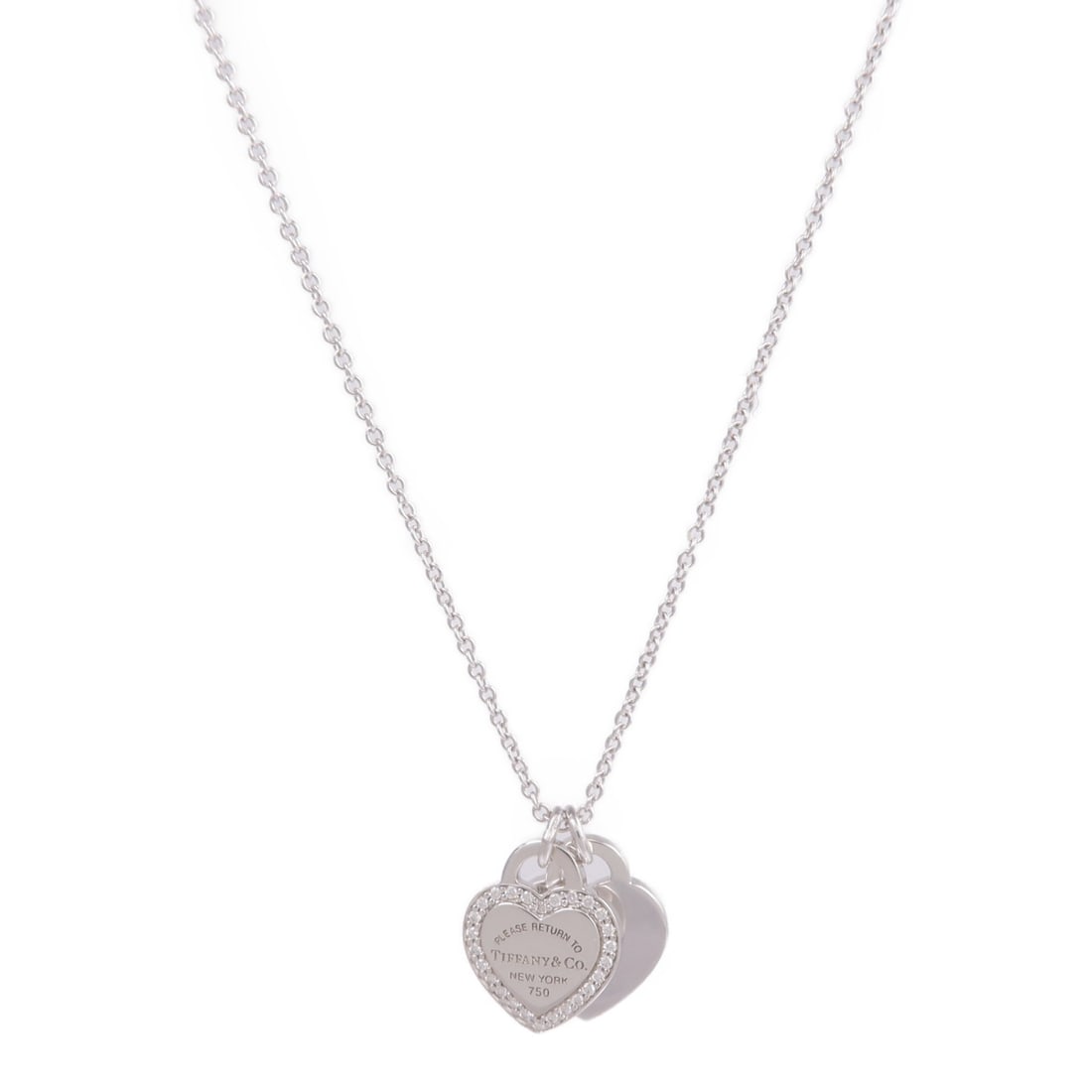 Return to Tiffany Heart Pendant Necklace with Diamonds in 18K White Gold: Return to Tiffany Heart Pendant Necklace with Diamonds in 18K White Gold This Tiffany & Co. Return to Tiffany Heart Diamond Necklace features a heart-shaped pendant adorned with diamonds, crafted in 1