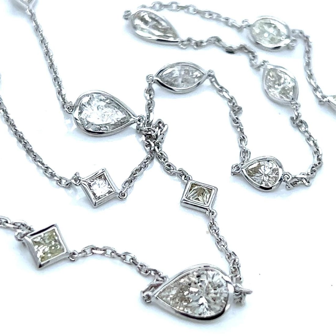 18K White Gold 12.75 Ct Diamond By The Yard Necklace 35 Inches (1 of 2)