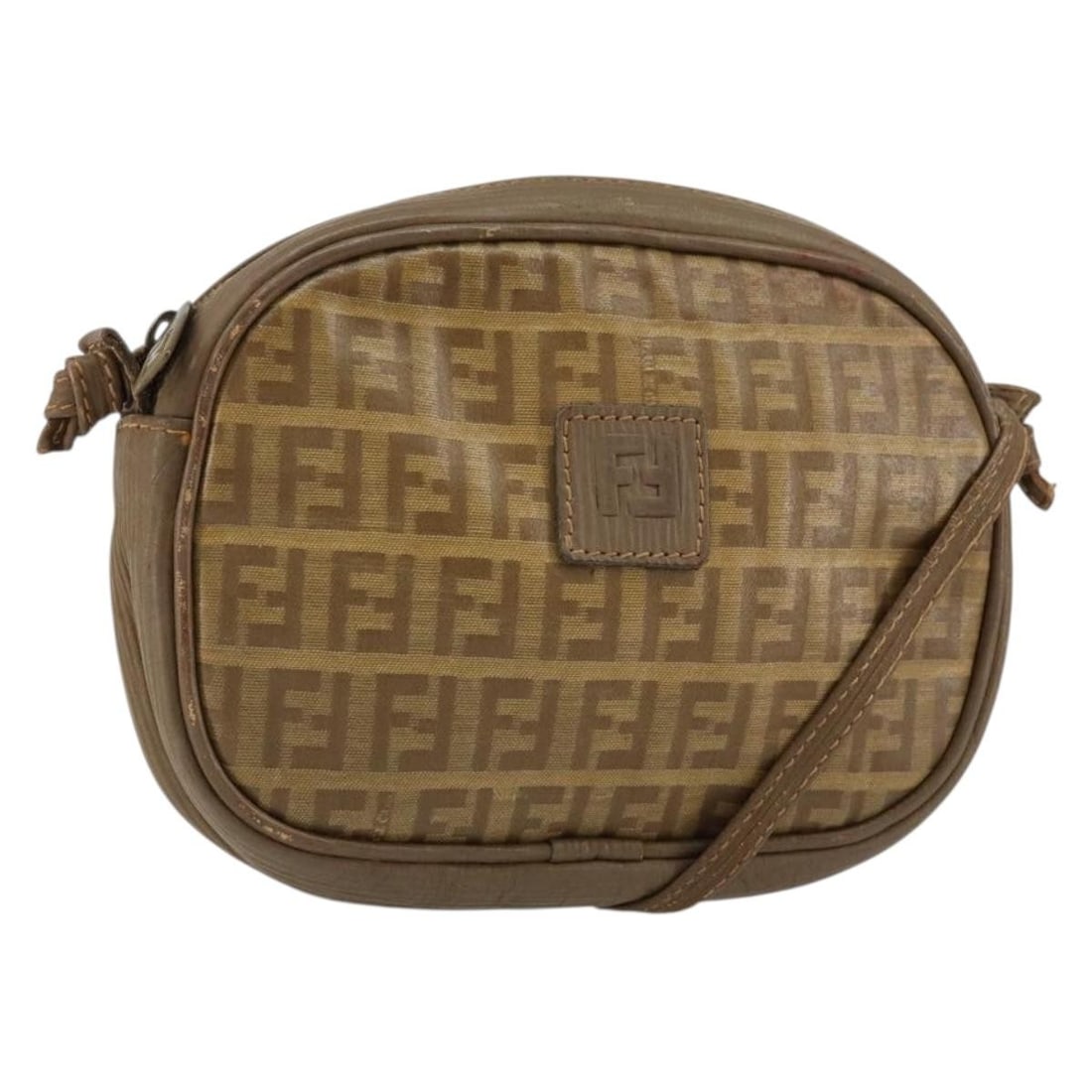 Fendi Zucchino Beige Canvas Shoulder Bag 17cm x 13cm: Fendi Zucchino Beige Canvas Shoulder Bag 17cm x 13cm This Fendi Zucchino Canvas bag features a beige canvas exterior with leather accents, designed for women. The pre-owned bag displays signs of use i