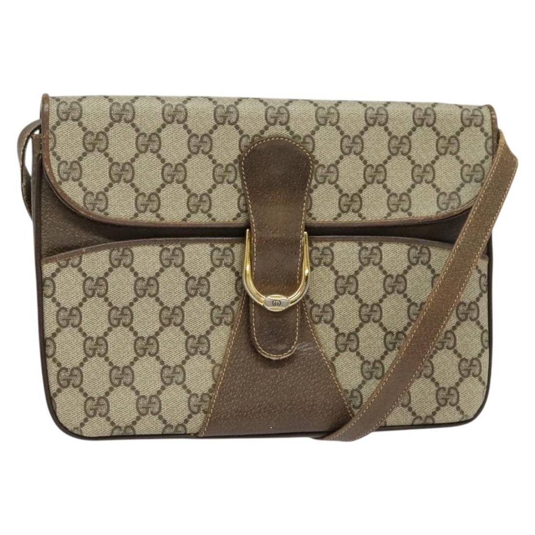GUCCI GG Supreme Beige Gold PVC Leather Shoulder Bag Italy: GUCCI GG Supreme Beige Gold PVC Leather Shoulder Bag Italy This Gucci GG Supreme shoulder bag is crafted from beige and gold PVC leather with GG canvas accents. Designed for women, it features a shoul