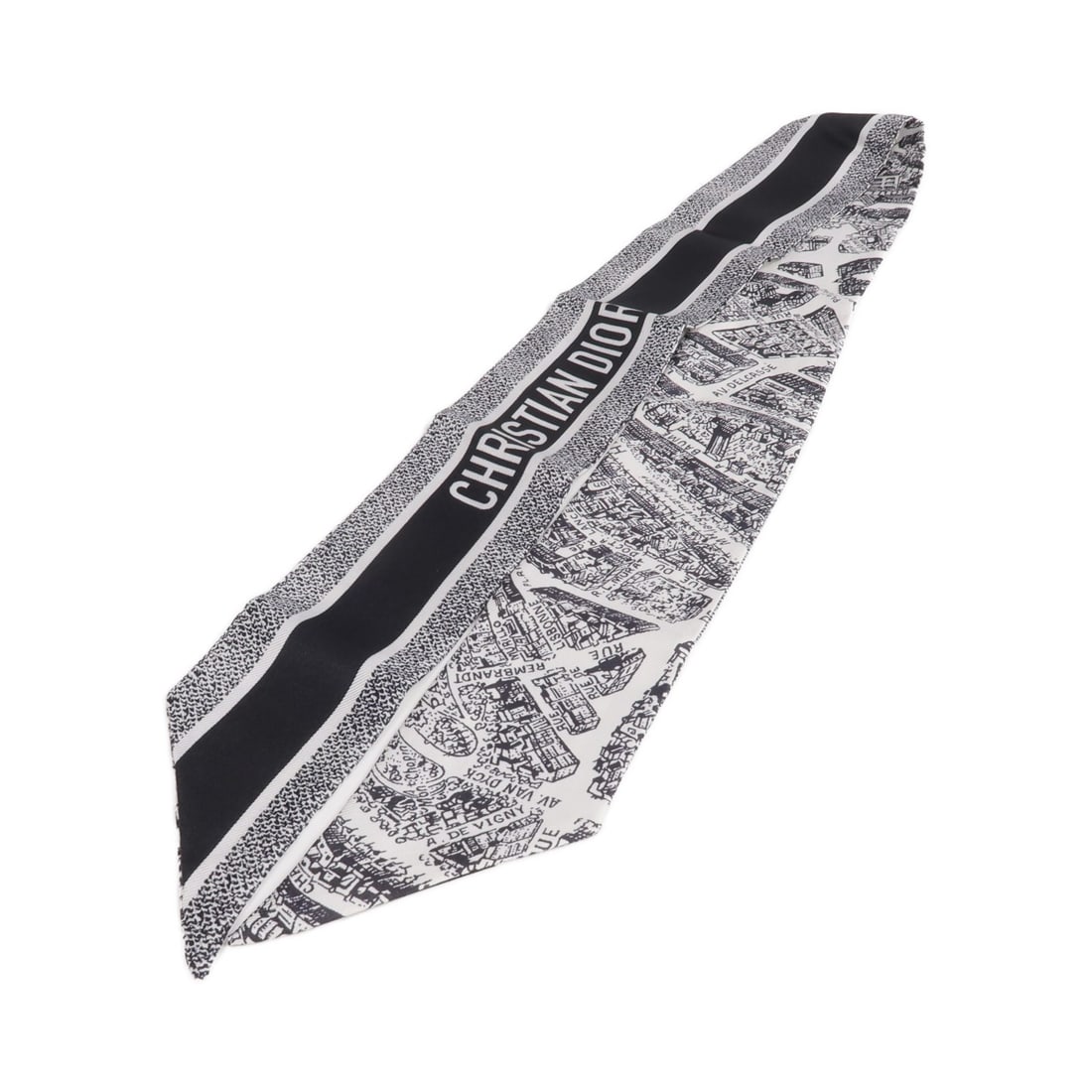 Dior Silk Scarf Black and White Women's French Accessory: Dior Silk Scarf Black and White Women's French Accessory This Christian Dior scarf features a classic black and white design crafted from luxurious silk. Made in France, it is designed for women and o