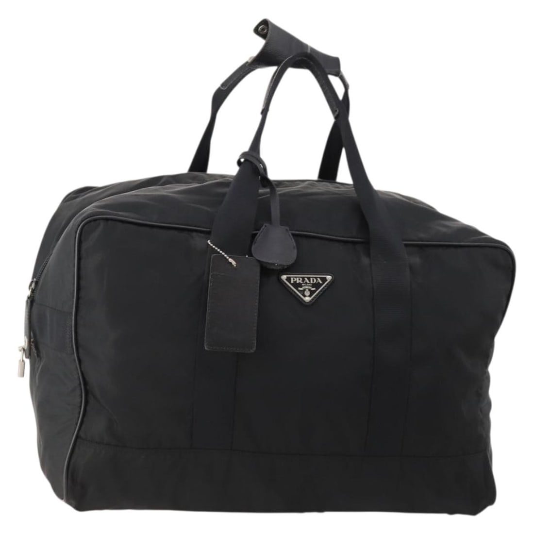 Prada Black Nylon Boston Bag with Silver Tone Hardware and Accessories (1 of 18)