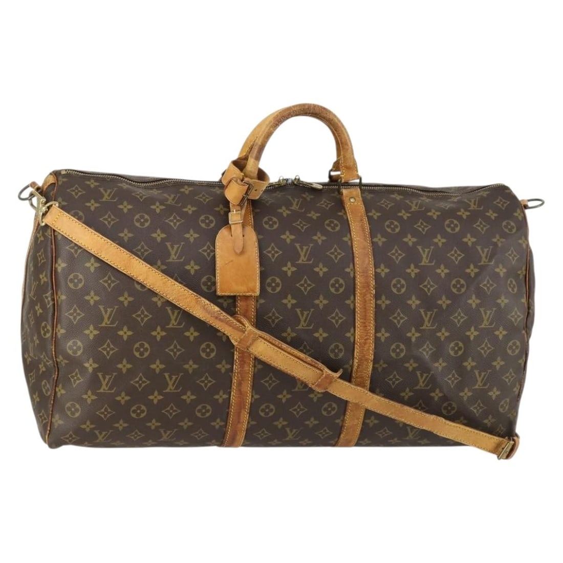 Monogram Canvas Louis Vuitton Keepall Bandouliere 60 Boston Bag with Shoulder Strap: Monogram Canvas Louis Vuitton Keepall Bandouliere 60 Boston Bag with Shoulder Strap This is a Louis Vuitton Monogram Keepall Bandouliere 60 Boston Bag, crafted from the iconic monogram canvas. The bag