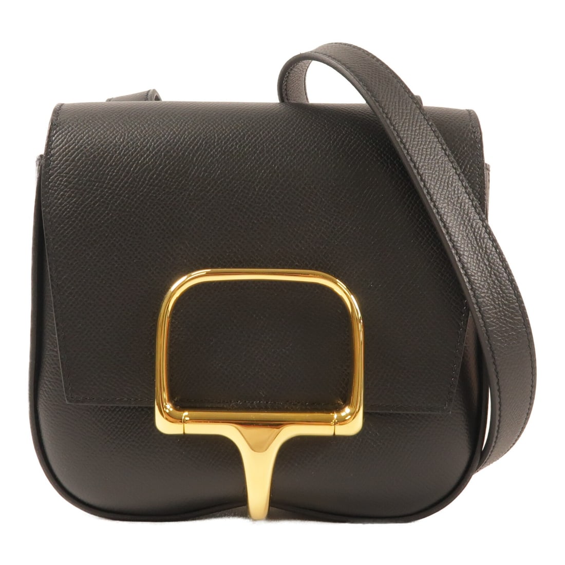Hermes Della Black Epsom Leather Shoulder Bag with Gold Hardware: Hermes Della Black Epsom Leather Shoulder Bag with Gold Hardware This Hermes Della shoulder bag features premium Epsom calfskin leather in a classic black color. Designed for women, the bag offers a s
