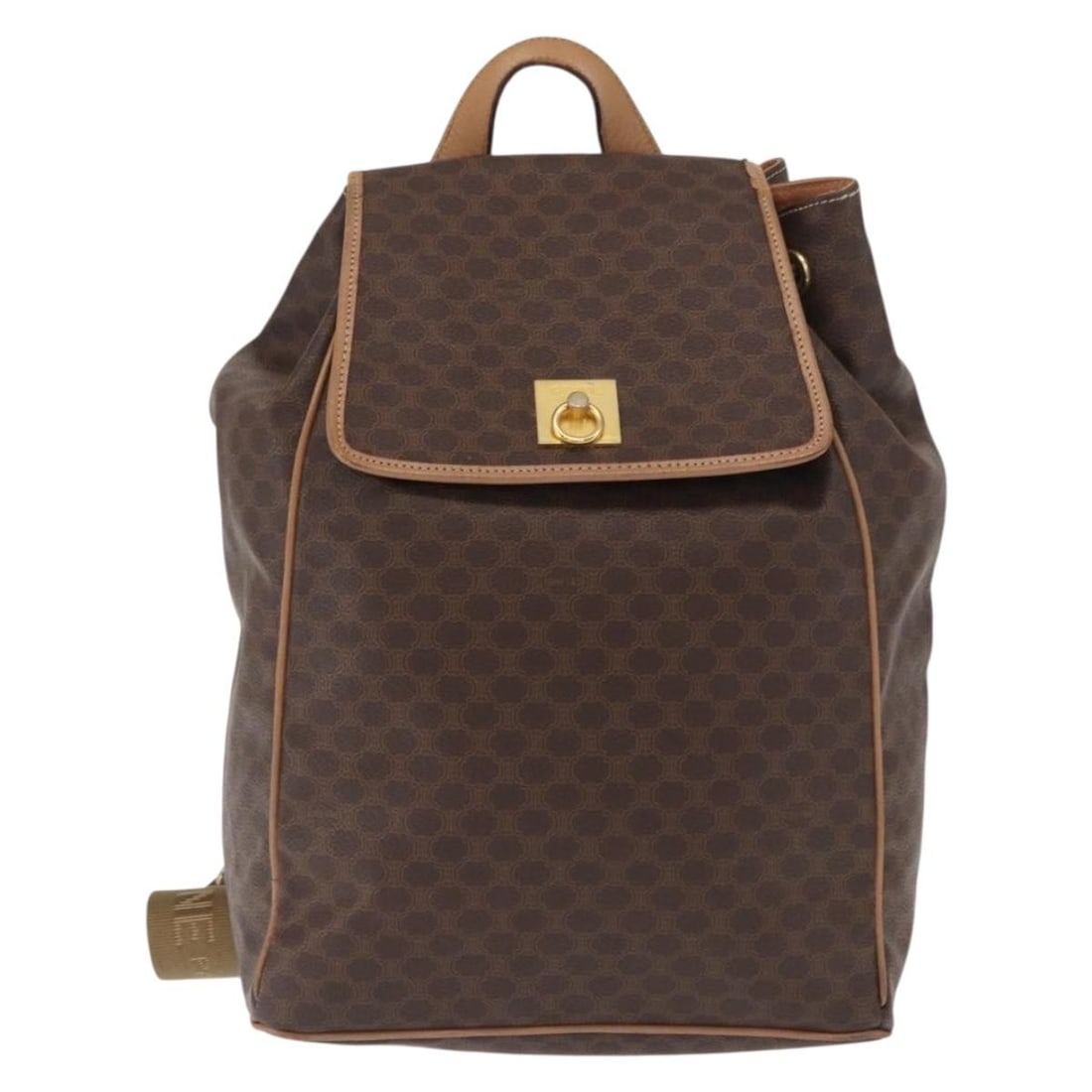 Vintage Celine Macadam Backpack Brown Canvas Leather 25x34x13cm: Vintage Celine Macadam Backpack Brown Canvas Leather 25x34x13cm This vintage Celine Macadam backpack for women features a brown canvas body with leather accents. It measures 25cm x 34cm x 13cm and was