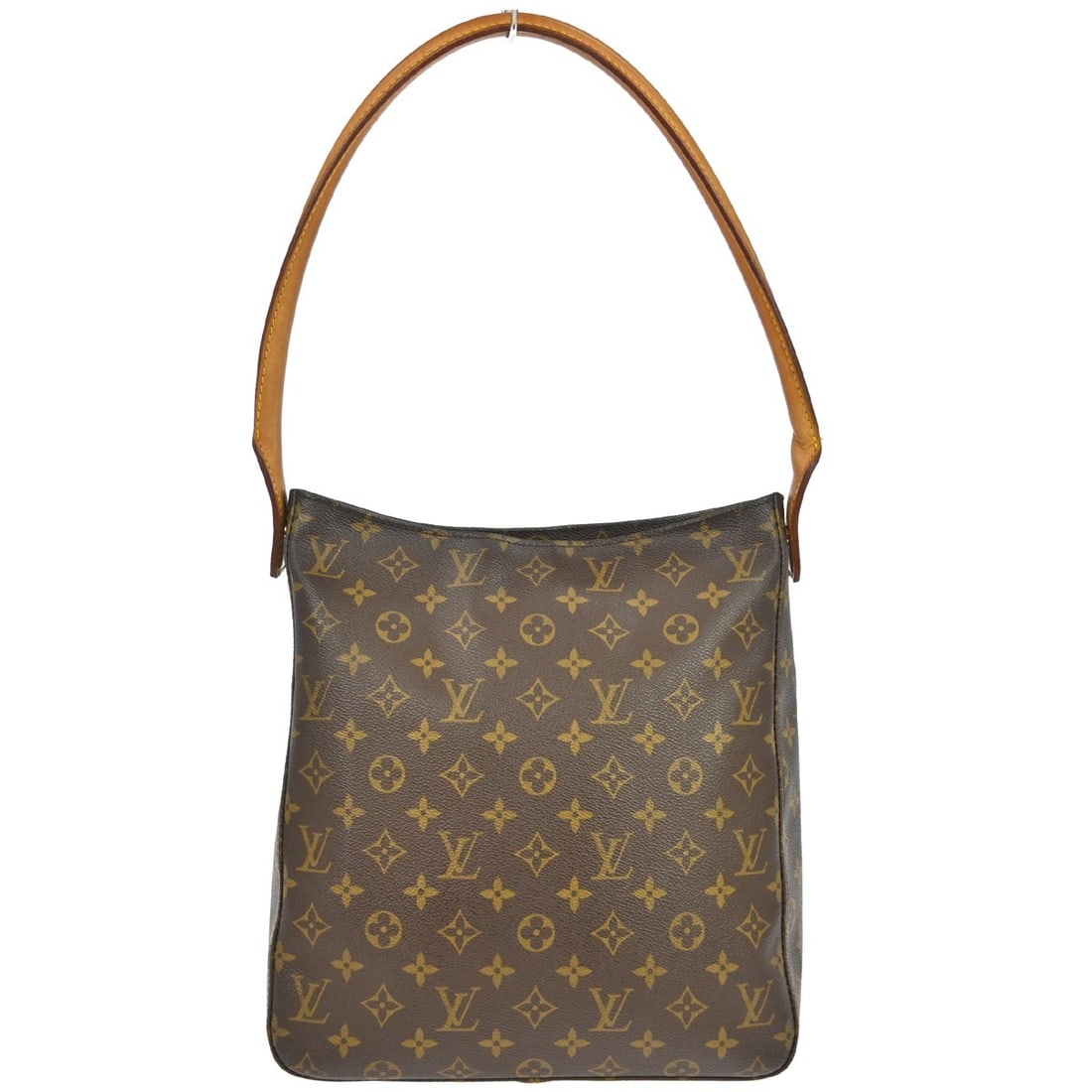 Louis Vuitton Looping GM Monogram Shoulder Bag M51145: Louis Vuitton Looping GM Monogram Shoulder Bag M51145 This Louis Vuitton Looping GM shoulder bag features the signature monogram pattern on brown leather, complemented by beige leather handles and a b
