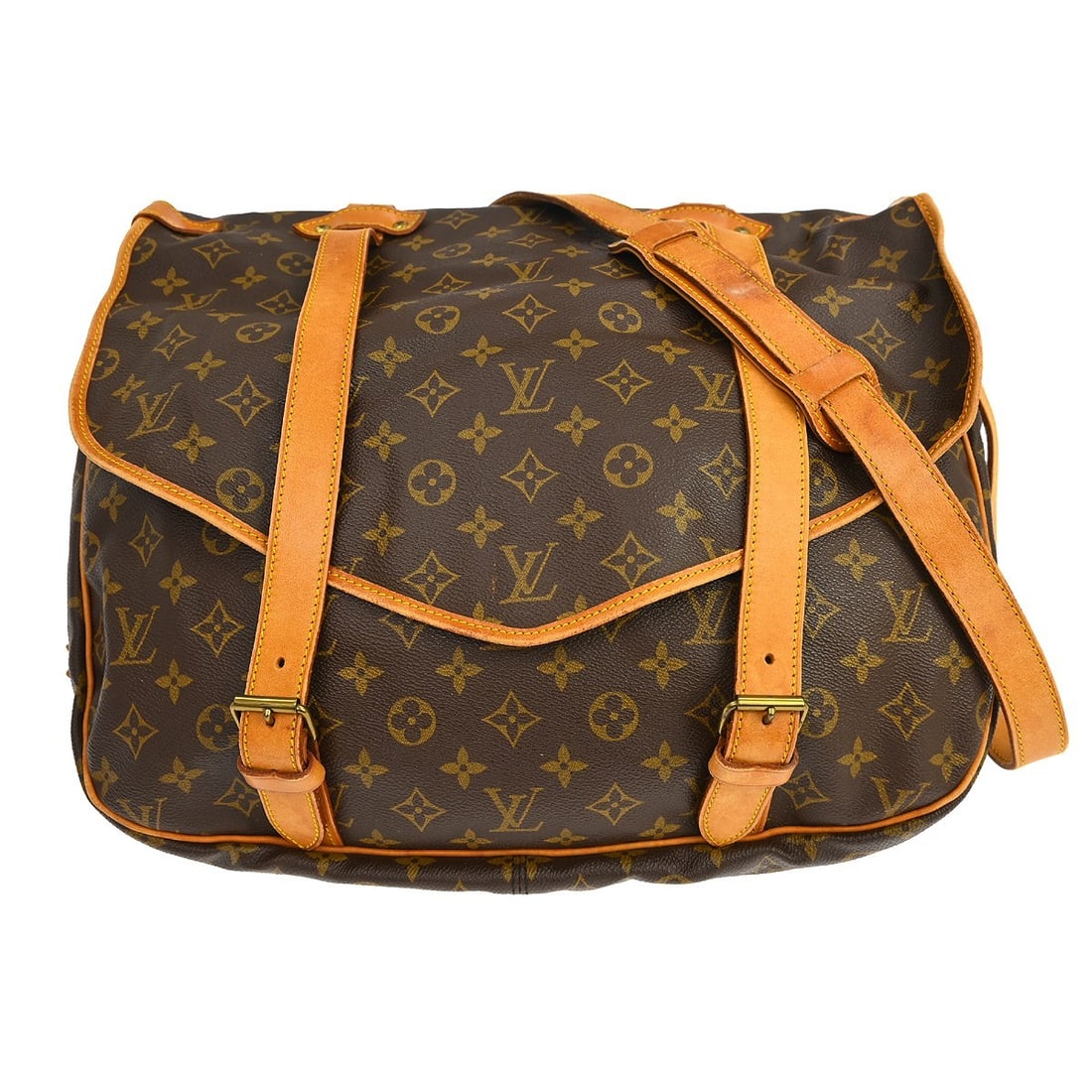 Louis Vuitton Saumur 43 Monogram Crossbody Messenger Bag: Louis Vuitton Saumur 43 Monogram Crossbody Messenger Bag This vintage Louis Vuitton Saumur 43 messenger bag features the iconic monogram canvas leather exterior and a large, practical design. It inclu