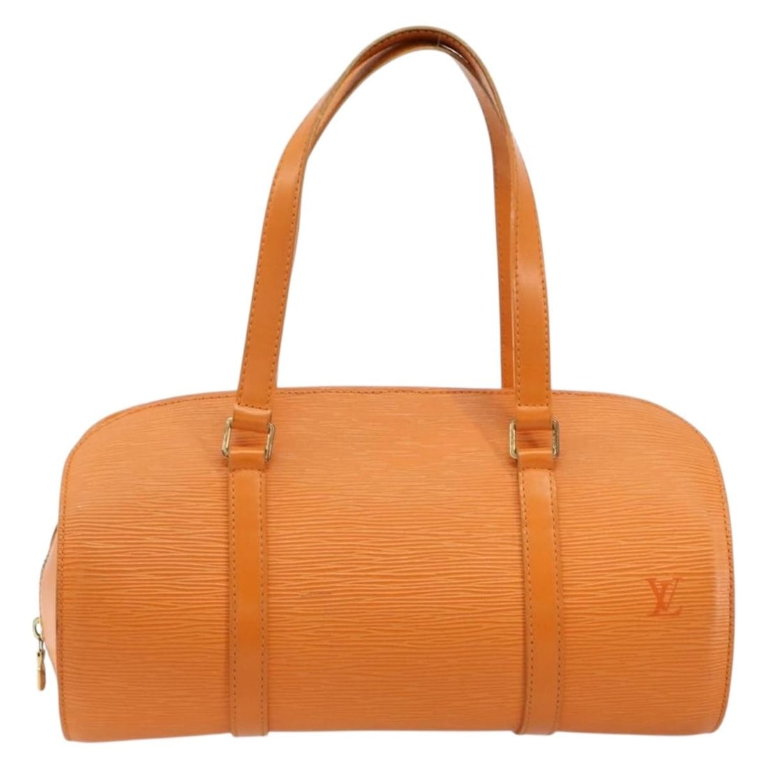 Louis Vuitton Soufflot orange Epi leather handbag: Louis Vuitton Soufflot orange Epi leather handbag This Louis Vuitton Soufflot handbag is crafted from orange Epi leather and designed for women. Made in France, it features a structured silhouette wit