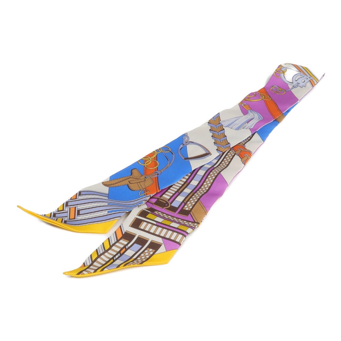 Hermes Twilly silk women scarf white yellow blue purple: Hermes Twilly silk women scarf white yellow blue purple This Hermes Twilly scarf is crafted from luxurious silk and features a vibrant combination of white, yellow, blue, and purple tones. Designed fo
