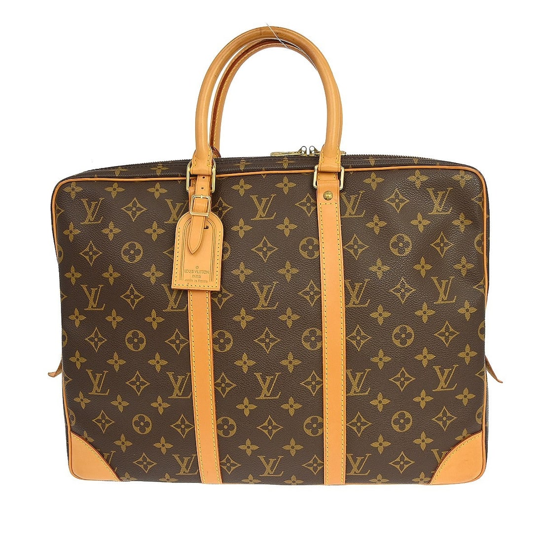 Louis Vuitton Porte Documents Voyage Monogram Canvas Tote: Louis Vuitton Porte Documents Voyage Monogram Canvas Tote This Louis Vuitton Porte-Documents Voyage handbag features the brand's signature monogram canvas leather exterior with double beige handles an