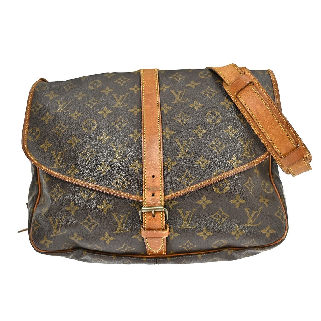 Louis Vuitton Saumur 35 Monogram Canvas Crossbody Bag: Louis Vuitton Saumur 35 Monogram Canvas Crossbody Bag This Louis Vuitton Saumur 35 shoulder bag features the iconic monogram canvas leather exterior with a classic brown color. Designed with a medium 