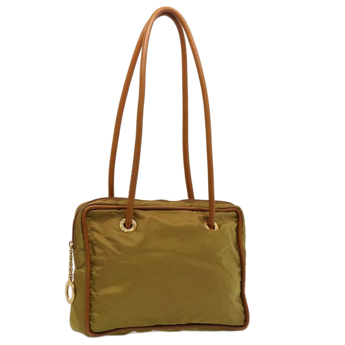 CELINE khaki nylon women's shoulder bag Italy 11.8 x 8.7 x 3.1inch: CELINE khaki nylon women's shoulder bag Italy 11.8 x 8.7 x 3.1inch This CELINE shoulder bag is crafted from durable khaki nylon and designed for women. Made in Italy, it features a spacious main compa