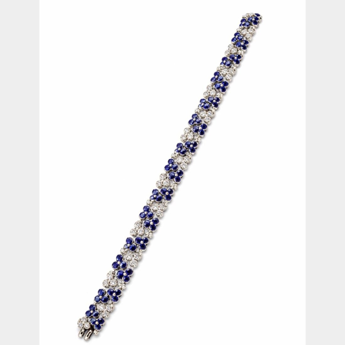 Platinum Bracelet with Diamonds and Sapphires by Jean Vitau 6.5 Inch (1 of 5)