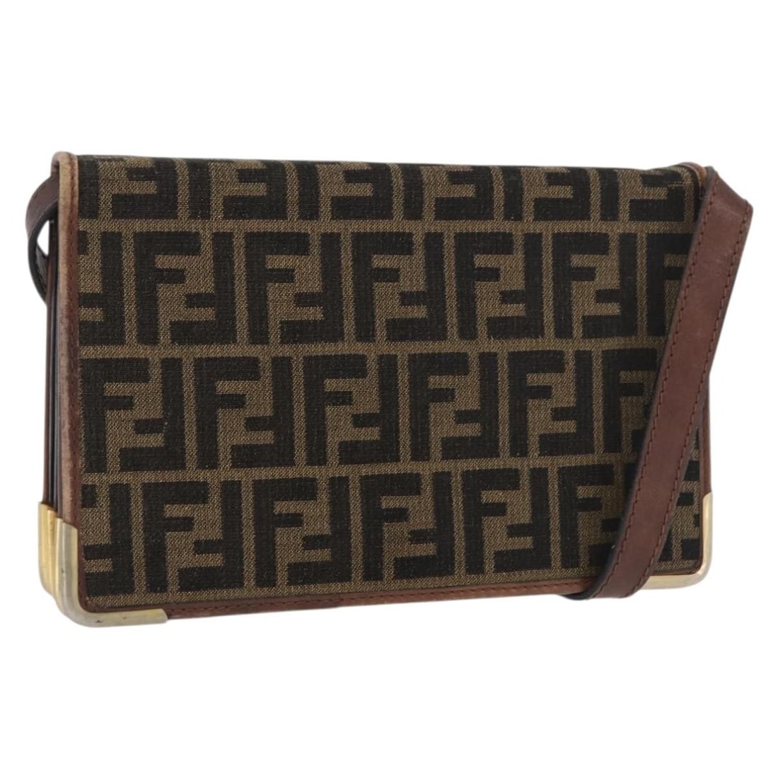 FENDI Zucca Canvas Black Brown Women's Shoulder Bag: FENDI Zucca Canvas Black Brown Women's Shoulder Bag This FENDI Zucca Canvas shoulder bag features the iconic black and brown Zucca pattern. Crafted in Italy, the bag offers a compact design with an ad