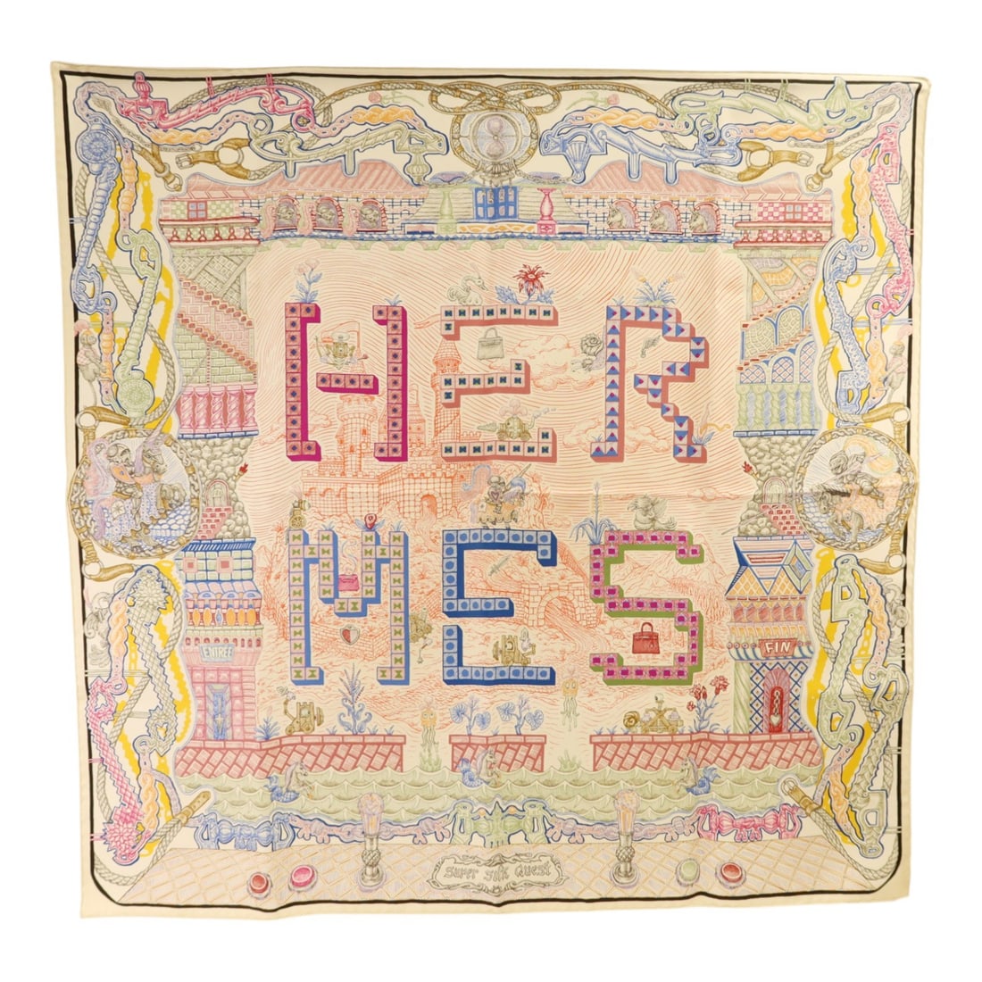 Hermes Silk Scarf 90x90 Pink White Multicolor Women's Accessory: Hermes Silk Scarf 90x90 Pink White Multicolor Women's Accessory Hermes silk scarf in pink, white, and multicolor tones. Designed for women, this elegant accessory is crafted in France from high-qualit