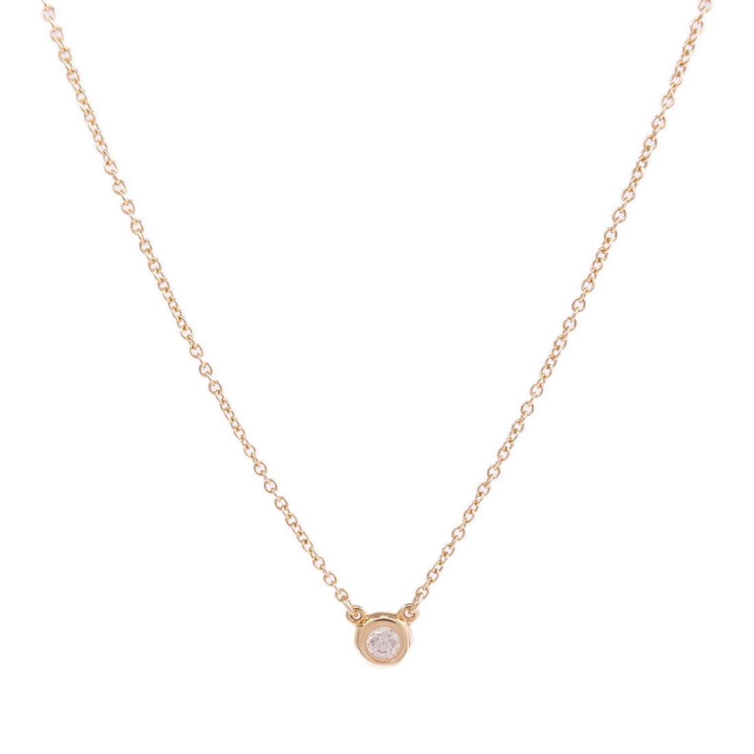 Tiffany By The Yard Diamond Necklace 18K Rose Gold For Women: Tiffany By The Yard Diamond Necklace 18K Rose Gold For Women This Tiffany & Co. By The Yard necklace features a diamond set in 18K pink (rose) gold. Designed for women, it showcases elegant craftsmans